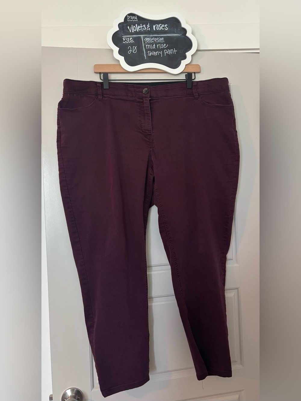 High-Rise Straight Leg Pants in Plum